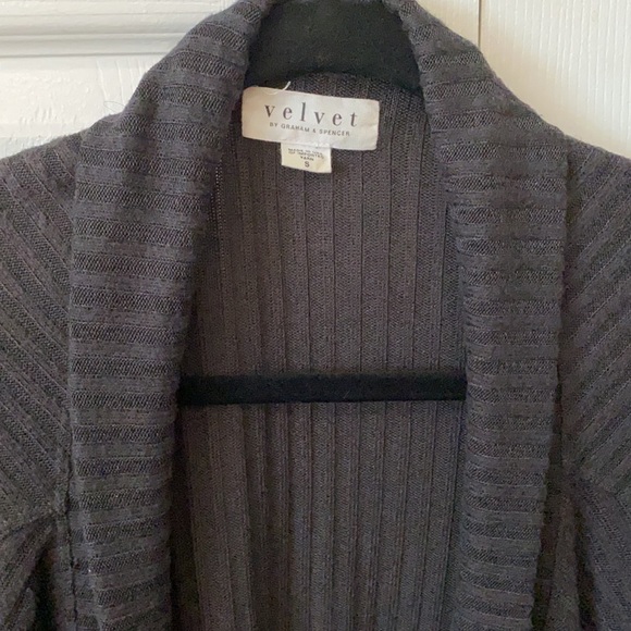 Velvet by Graham & Spencer Cardigan Sweater Wrap Charcoal sz Small - Picture 4 of 8